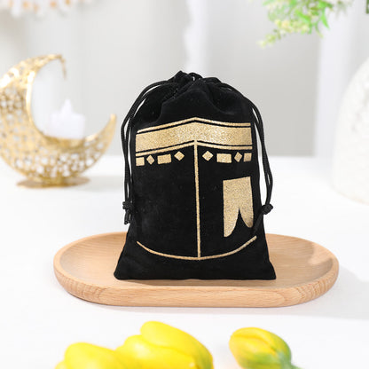 6pcs Eid Mubarak Gift Bag Velvet Ramadan Kareem Candy Bags Muslim Islamic Ramadan Goodie Bag Party Decor Eid al-Fitr Cookie Bags