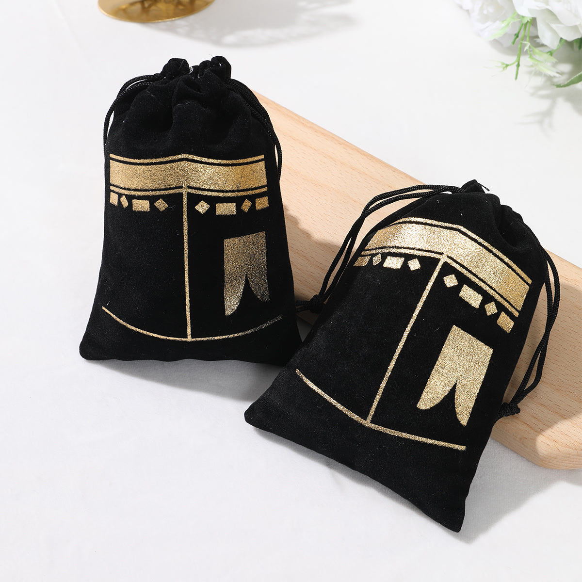 6pcs Eid Mubarak Gift Bag Velvet Ramadan Kareem Candy Bags Muslim Islamic Ramadan Goodie Bag Party Decor Eid al-Fitr Cookie Bags